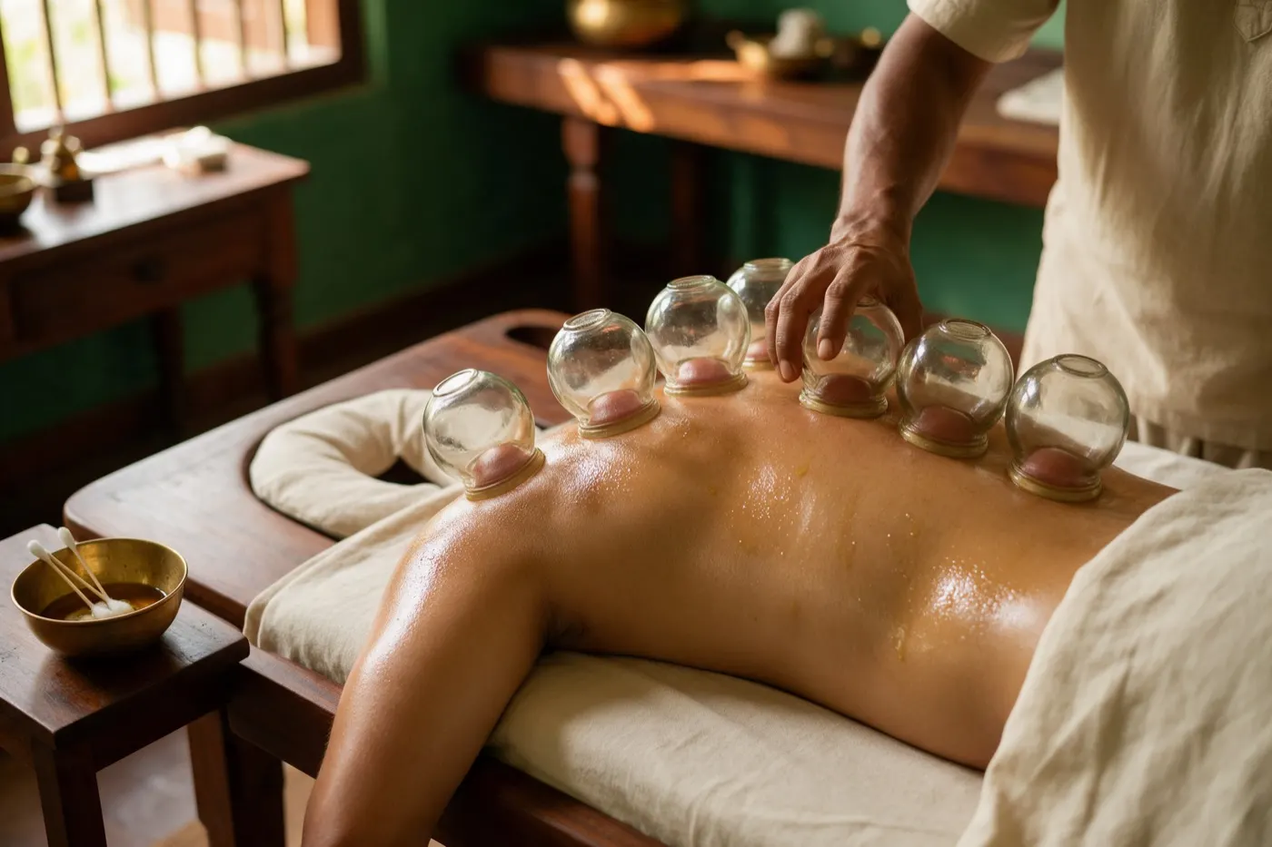 Cupping Therapy therapy at an Ayurvedic clinic