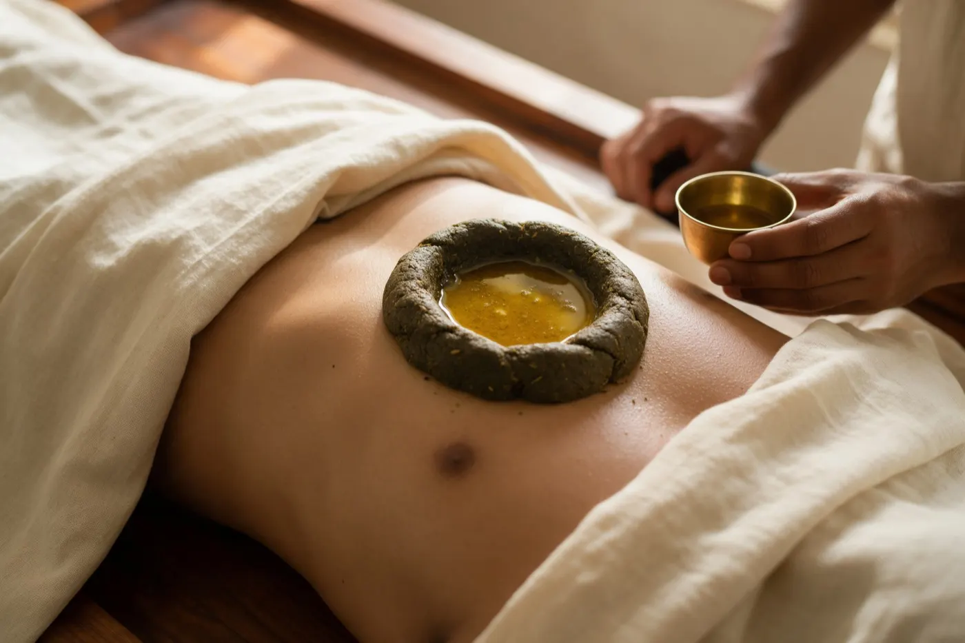Hrud Basti therapy at an Ayurvedic clinic